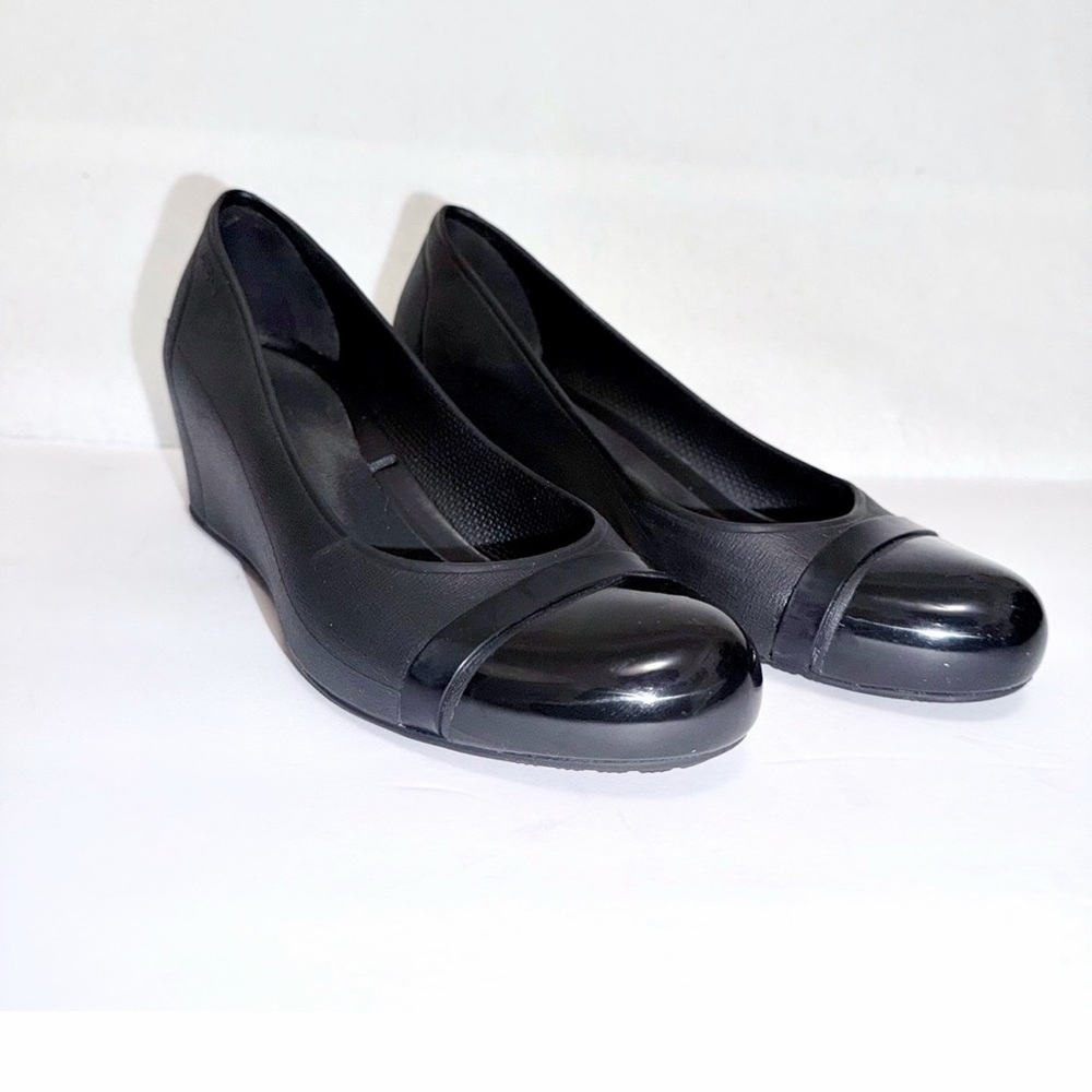 Crocs Black Wedge Heels